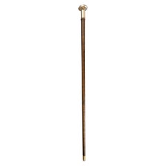 Antique English Brass & Walnut Walking Stick Cane, circa 1920