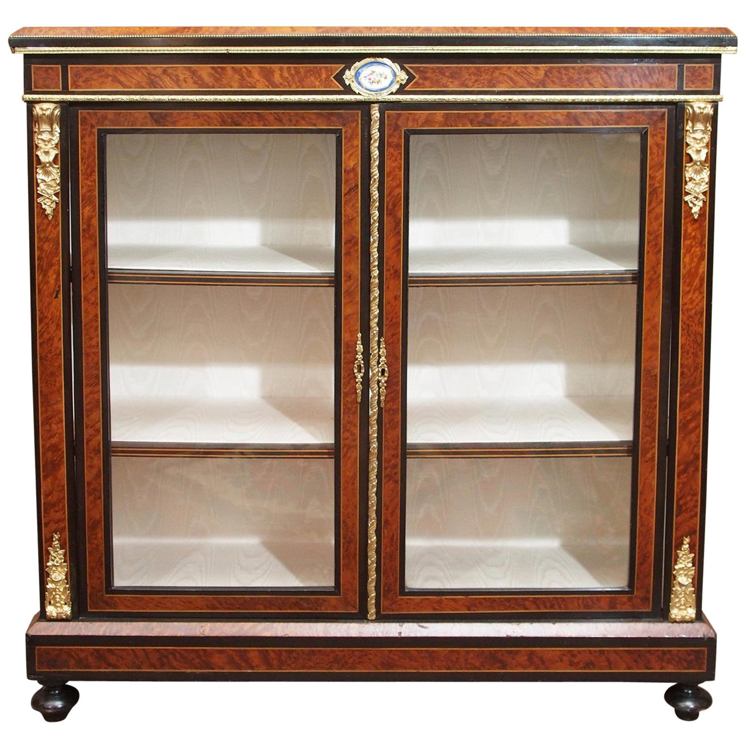 Antique English Briarwood and Ebonized Cabinet For Sale