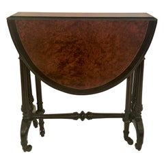 Antique English Briarwood Miniature Drop-Leaf Table, circa 1880