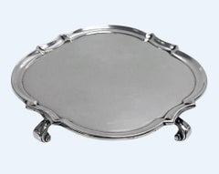 Antique English Britannia Standard Silver Salver Tray Crichton Georgian style