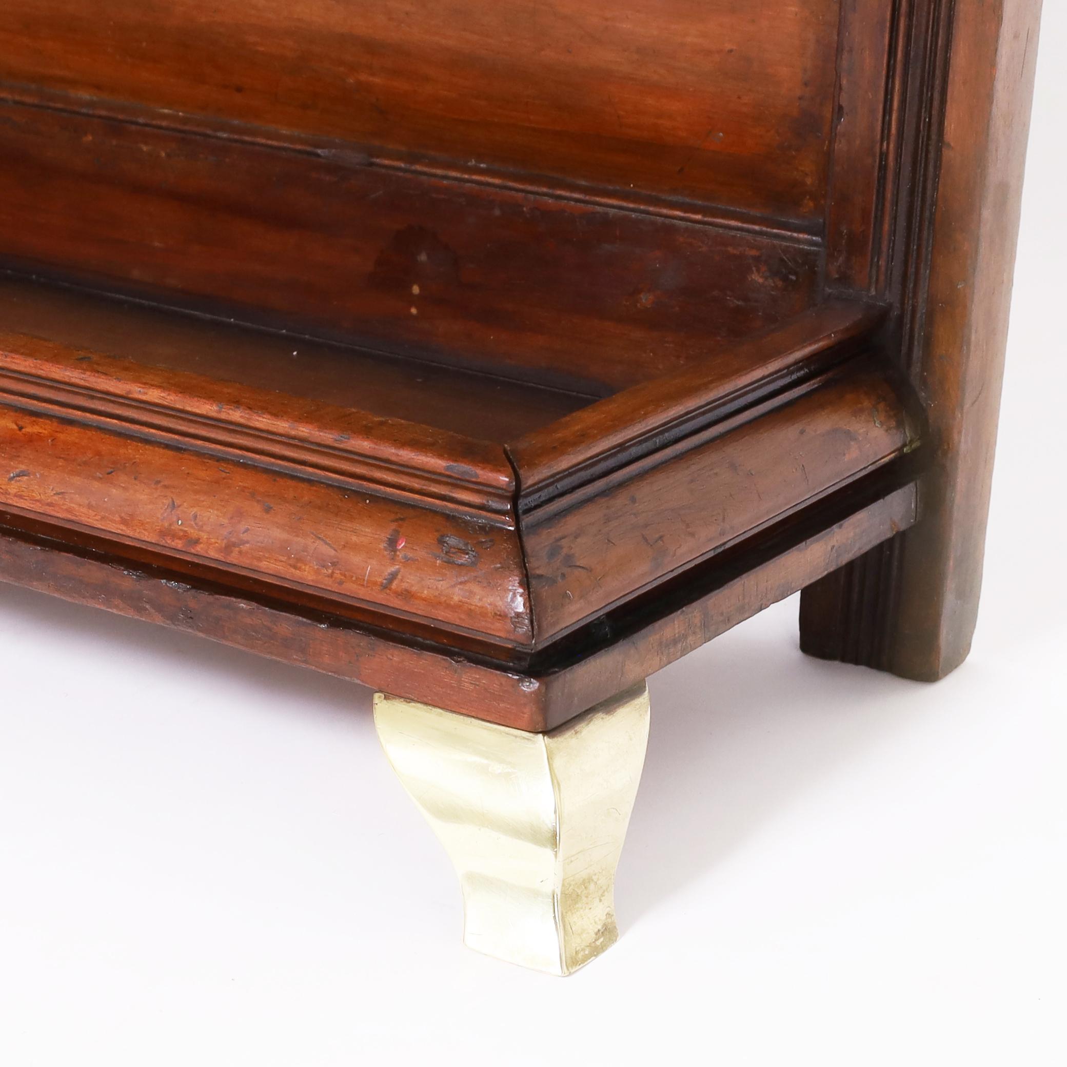 Stand de canne ou d'Umbrella ancien en bois et laiton de British Colonial en vente 2