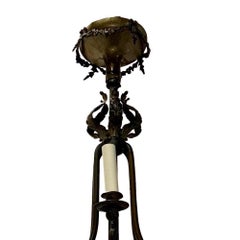 Antique English Bronze Chandelier with Open Work Body