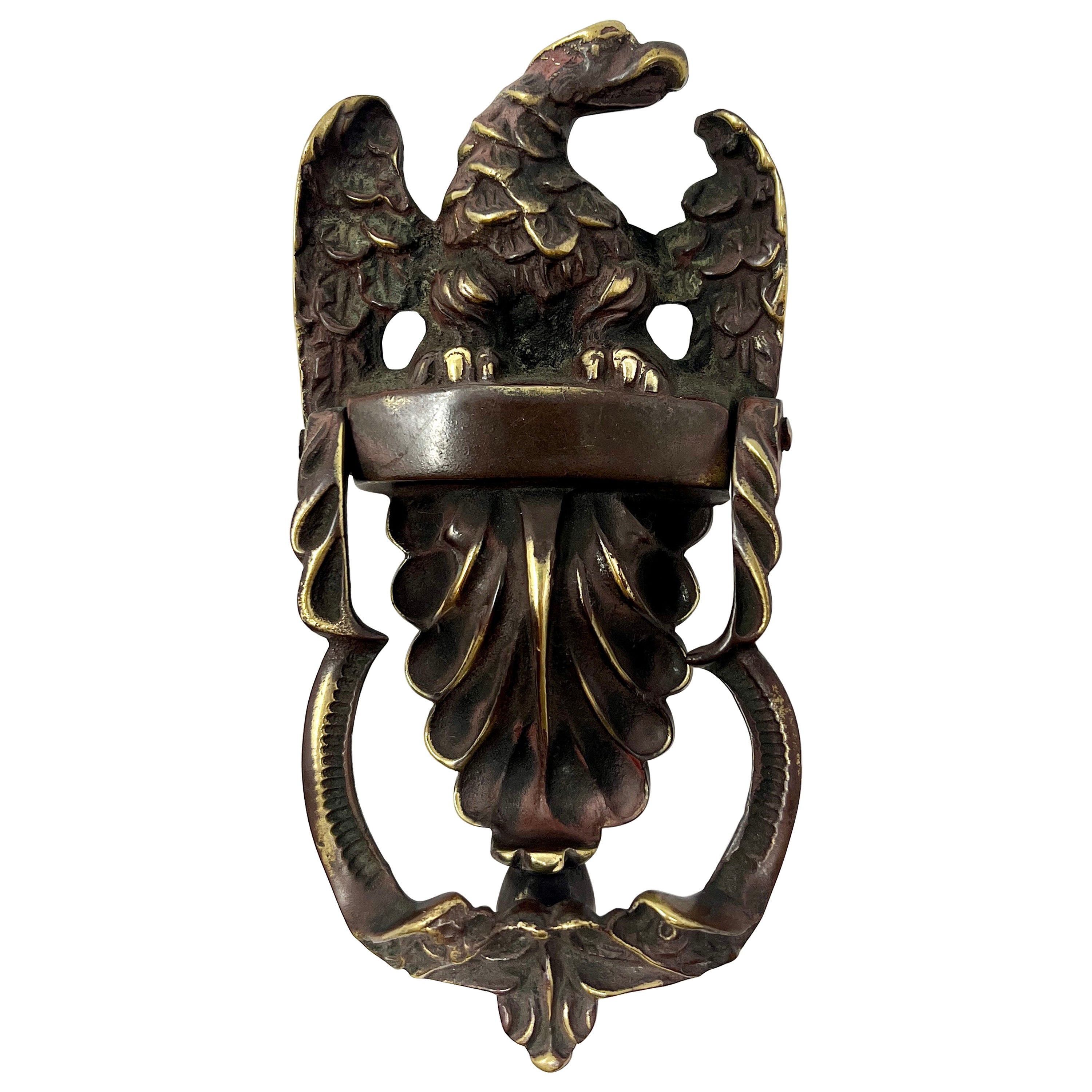 Antique English Bronze Eagle Door Knocker, Circa 1900.