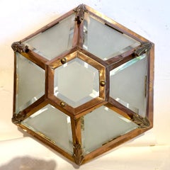 Antique English Bronze Flush Mounted Light Fixture