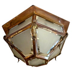 Antique English Bronze Flush Mounted Light Fixture