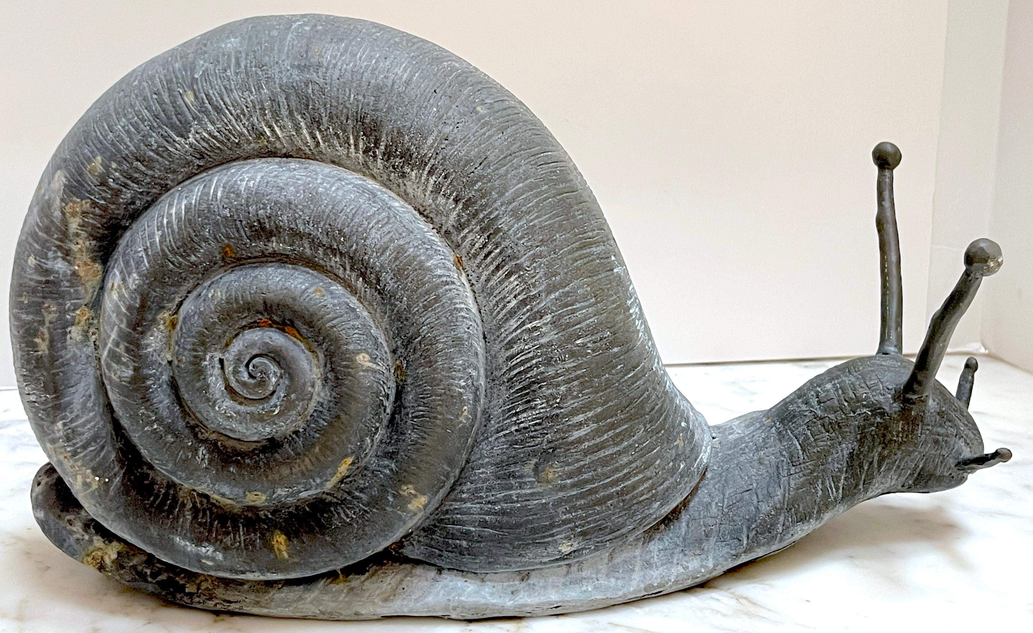 Antique English Bronze Garden Snail Sculpture In Good Condition In West Palm Beach, FL