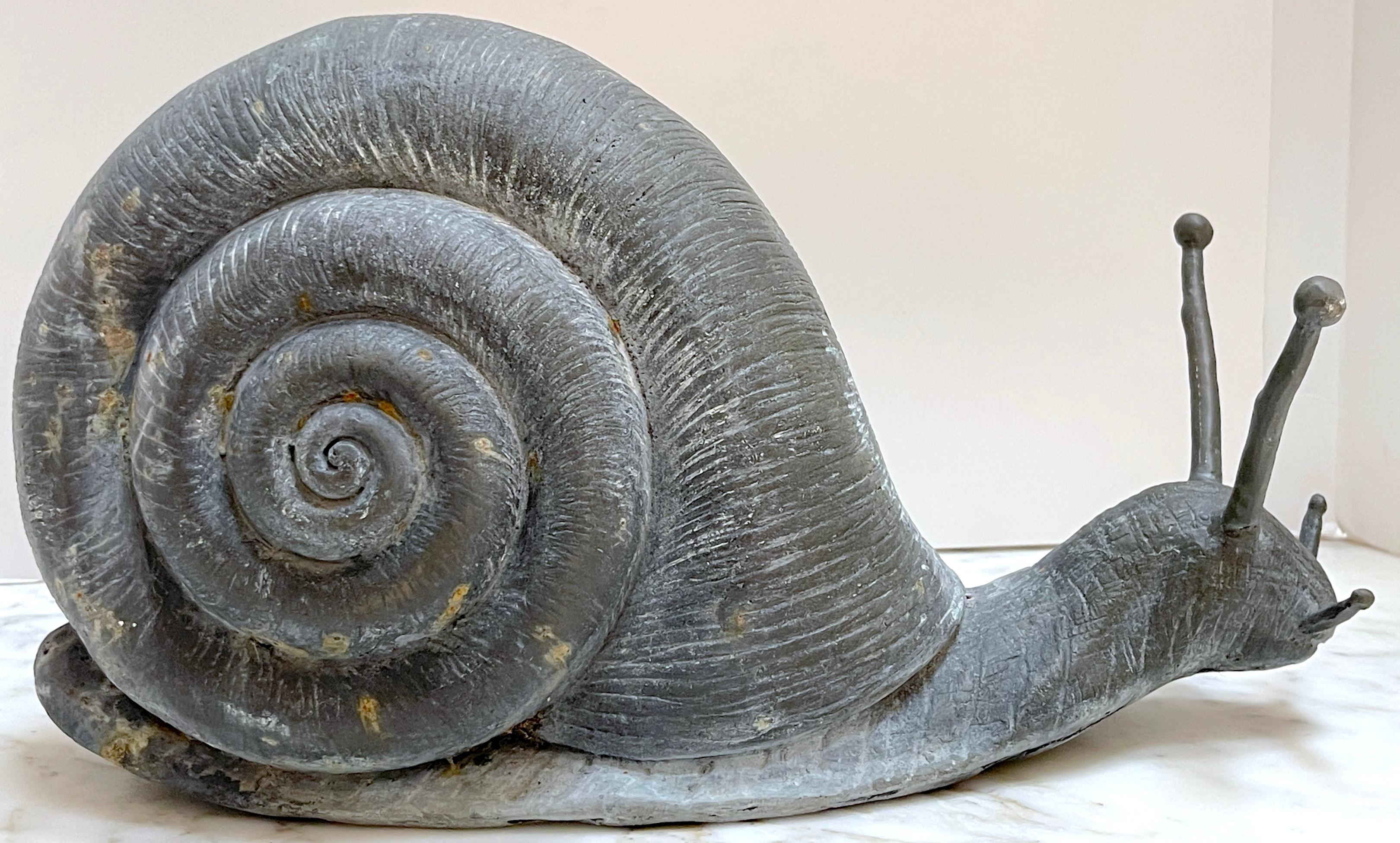 20th Century Antique English Bronze Garden Snail Sculpture