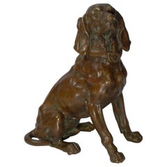 Antiker englischer Bronze Jagdhund / Hund Tintenfass, um 1880