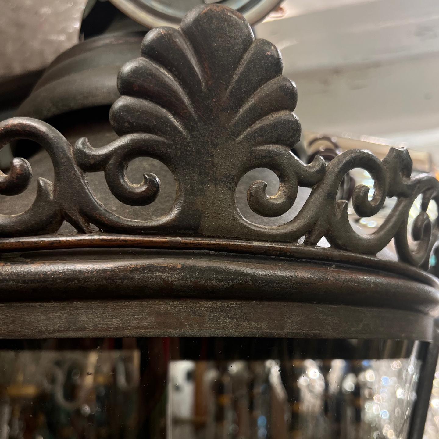 Antique English Bronze Lantern In Good Condition For Sale In New York, NY
