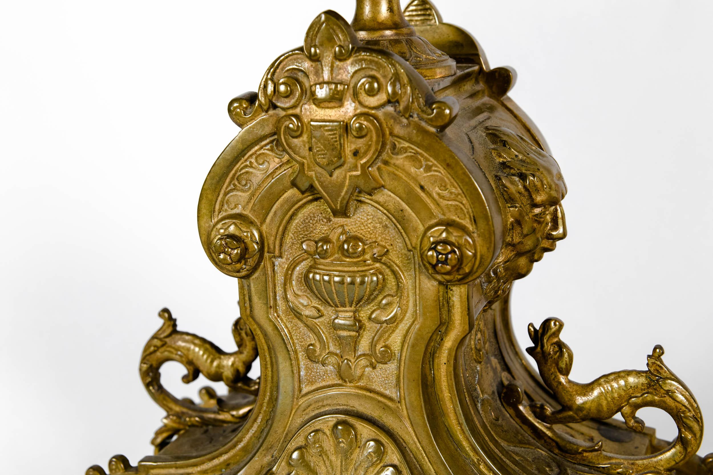Late 19th Century Antique English Bronze Three-Piece Clock Garniture Set