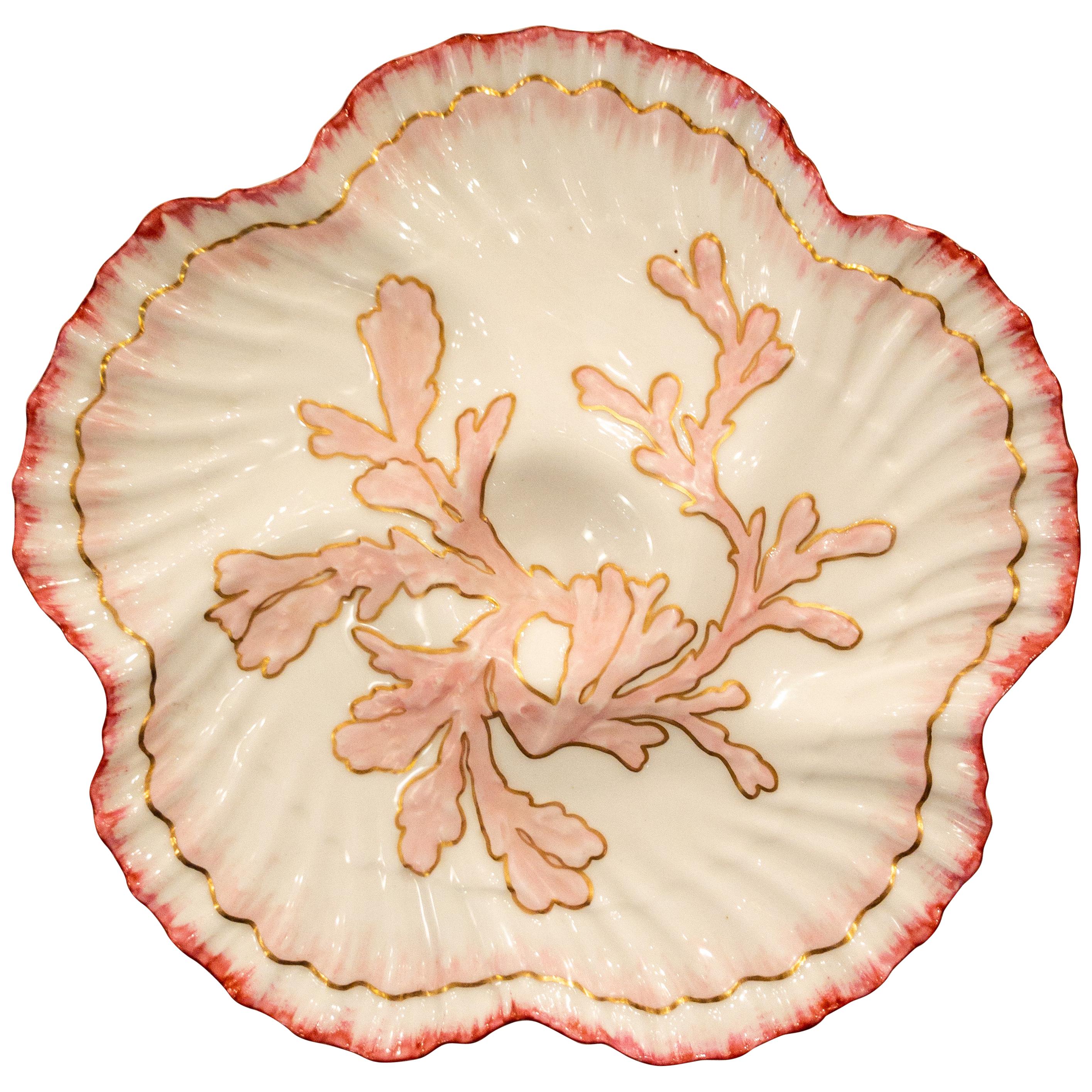 Antique English "Brownfield Porcelain" Oyster Plate Made for Tiffany, circa 1900