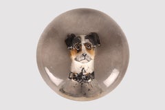 Antique English bubble glass paper weight, with a Jack Russel dog, England 1900.