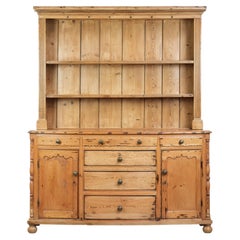Antique English buffet cabinet from the 19th century made of pine wood
