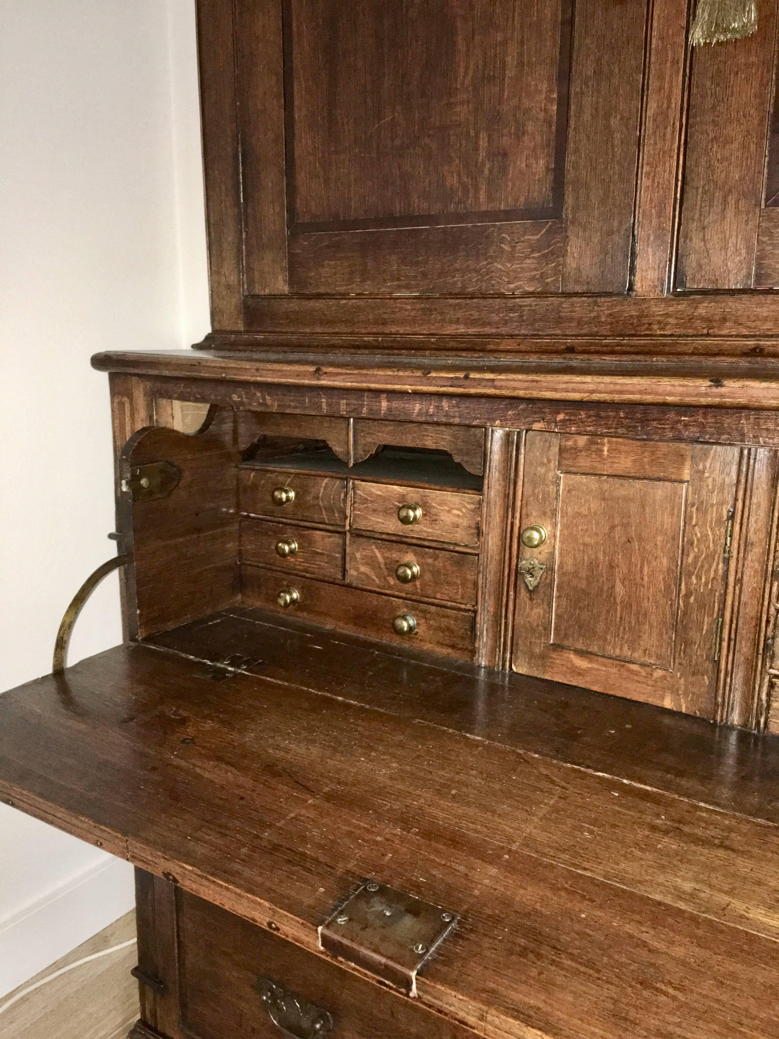 Mahogany Antique English Bureau Bookcase Oak George III, 1800
