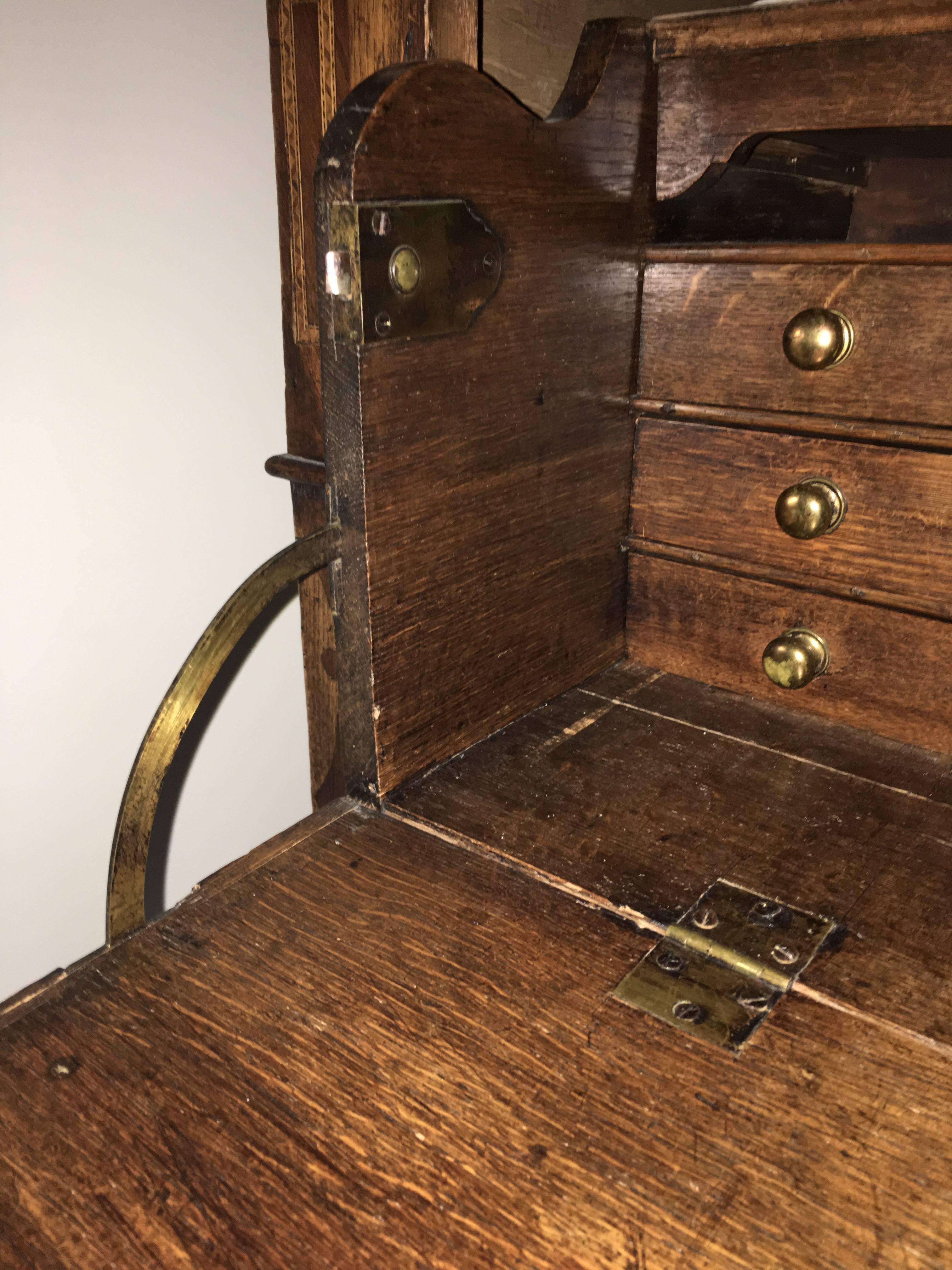 Early 19th Century Antique English Bureau Bookcase Oak George III, 1800