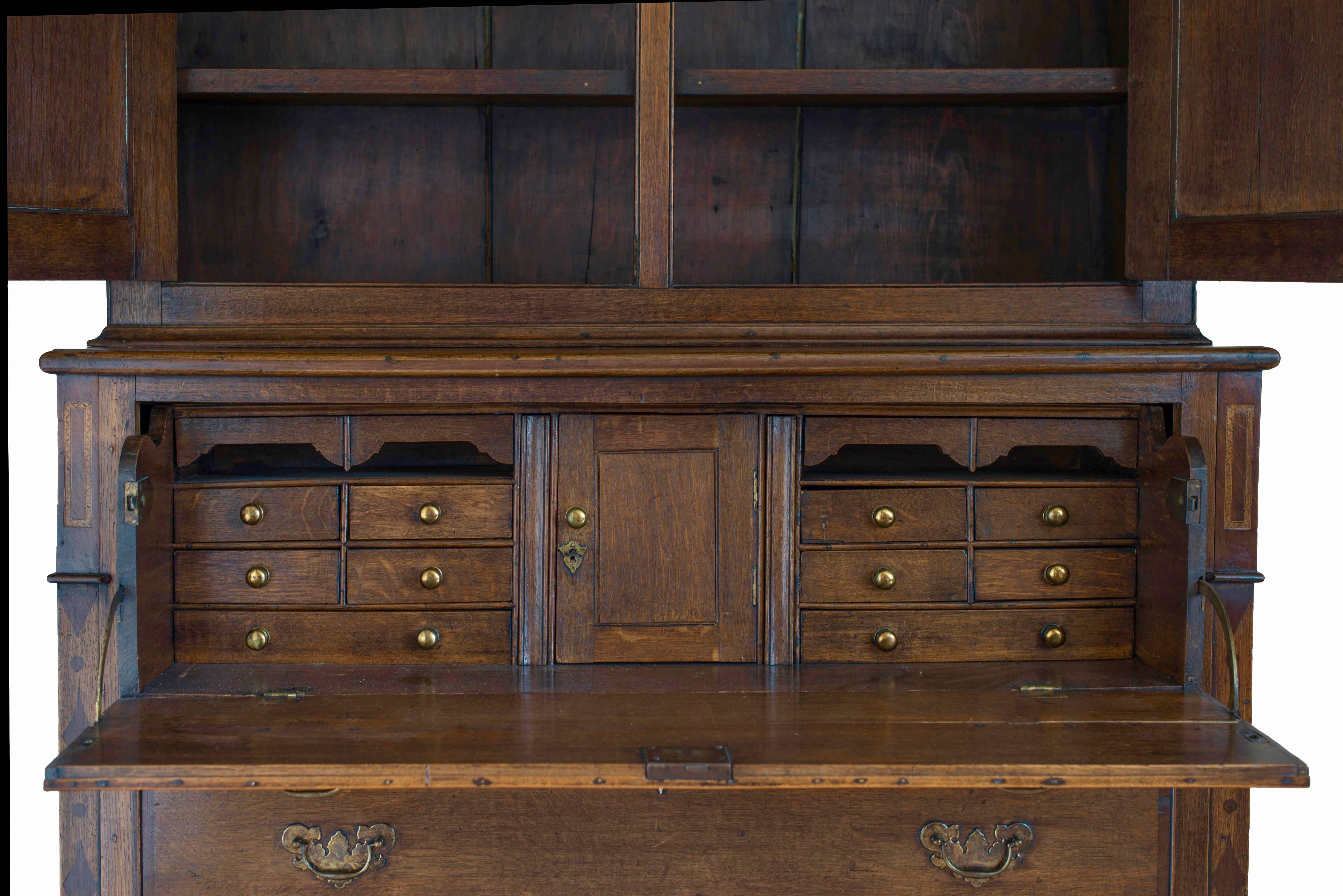 Antique English Bureau Bookcase Oak George III, 1800 In Good Condition In EL Waalre, NL