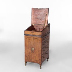 Antique English Burl 4 Drawer Leather Top Davenport C1880