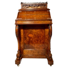Antique English Burl Walnut Davenport Desk, circa 1880