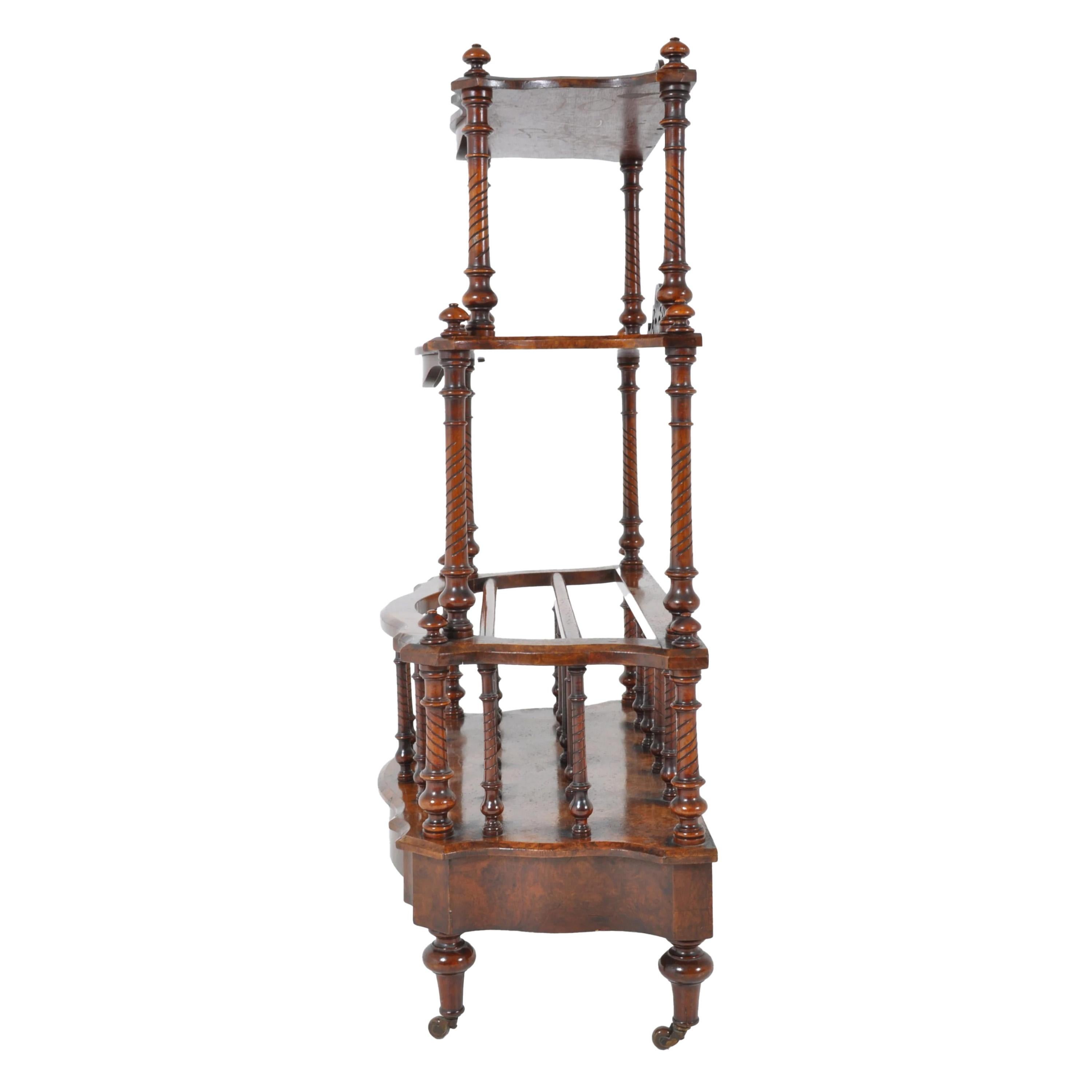 Antico legname inglese in radica di noce per la musica Canterbury Whatnot Etagere Stand 1880 in vendita 4