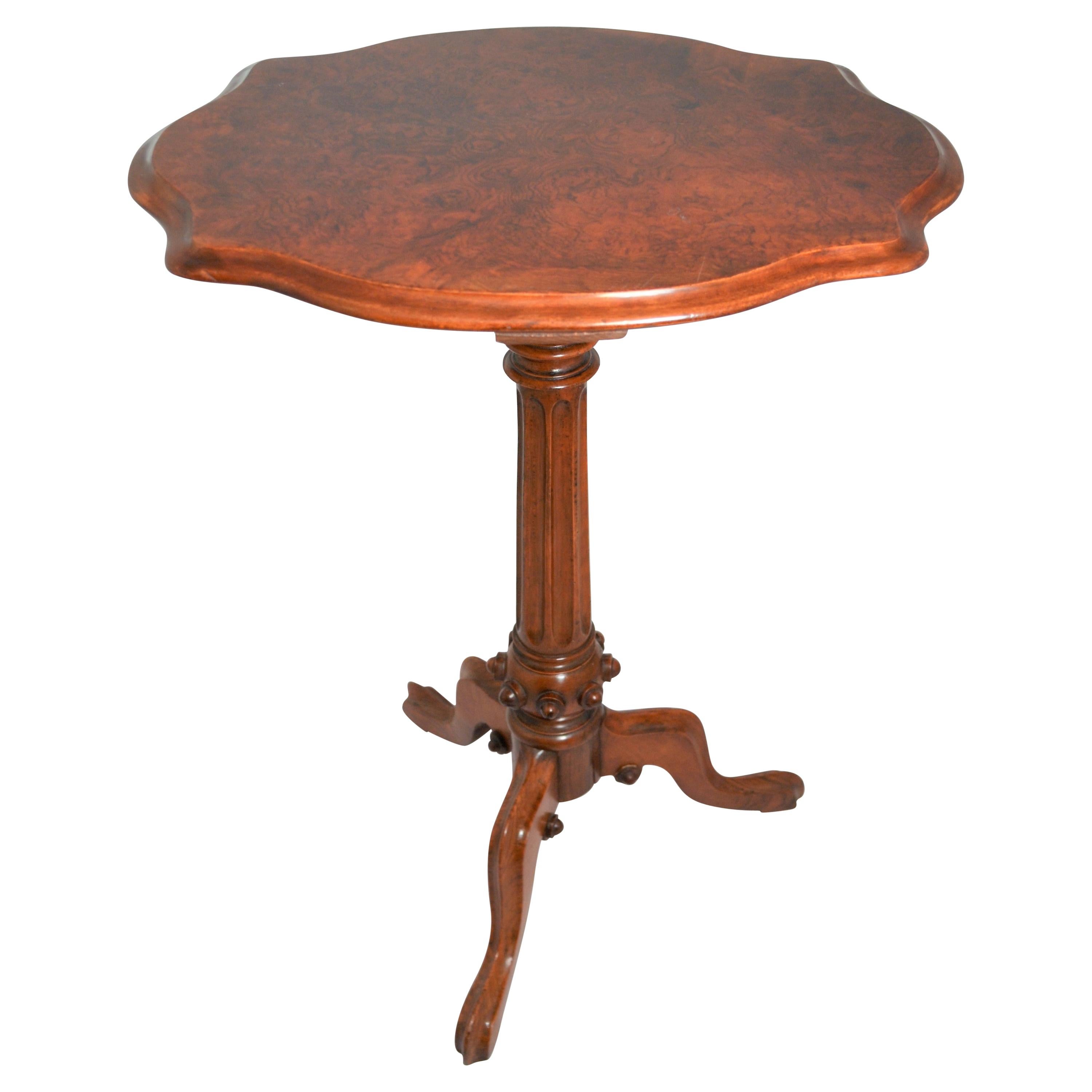 Antique English Burl Walnut Occasional Table For Sale