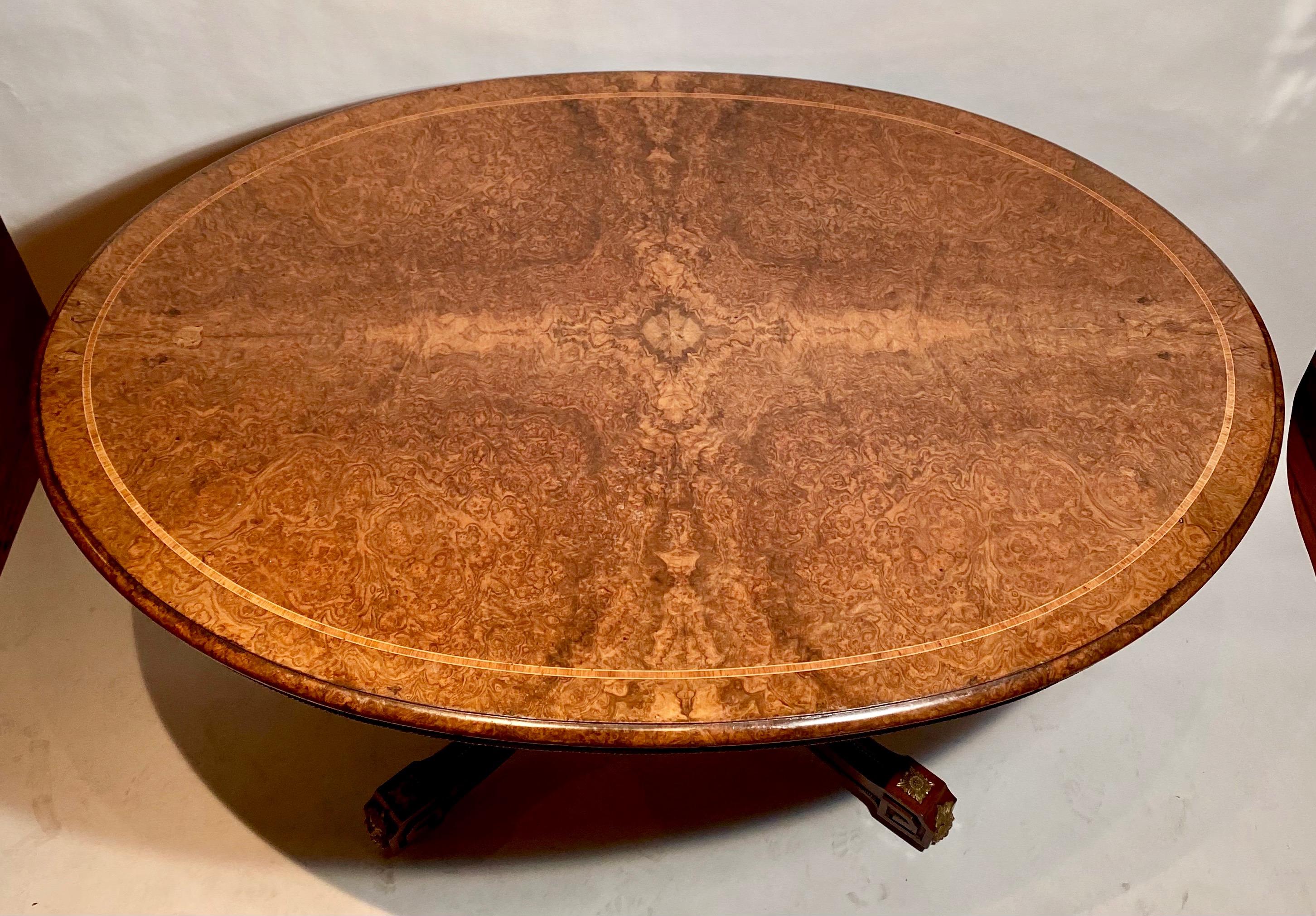 Antique English burl walnut ormolu mount table, circa 1850.

 