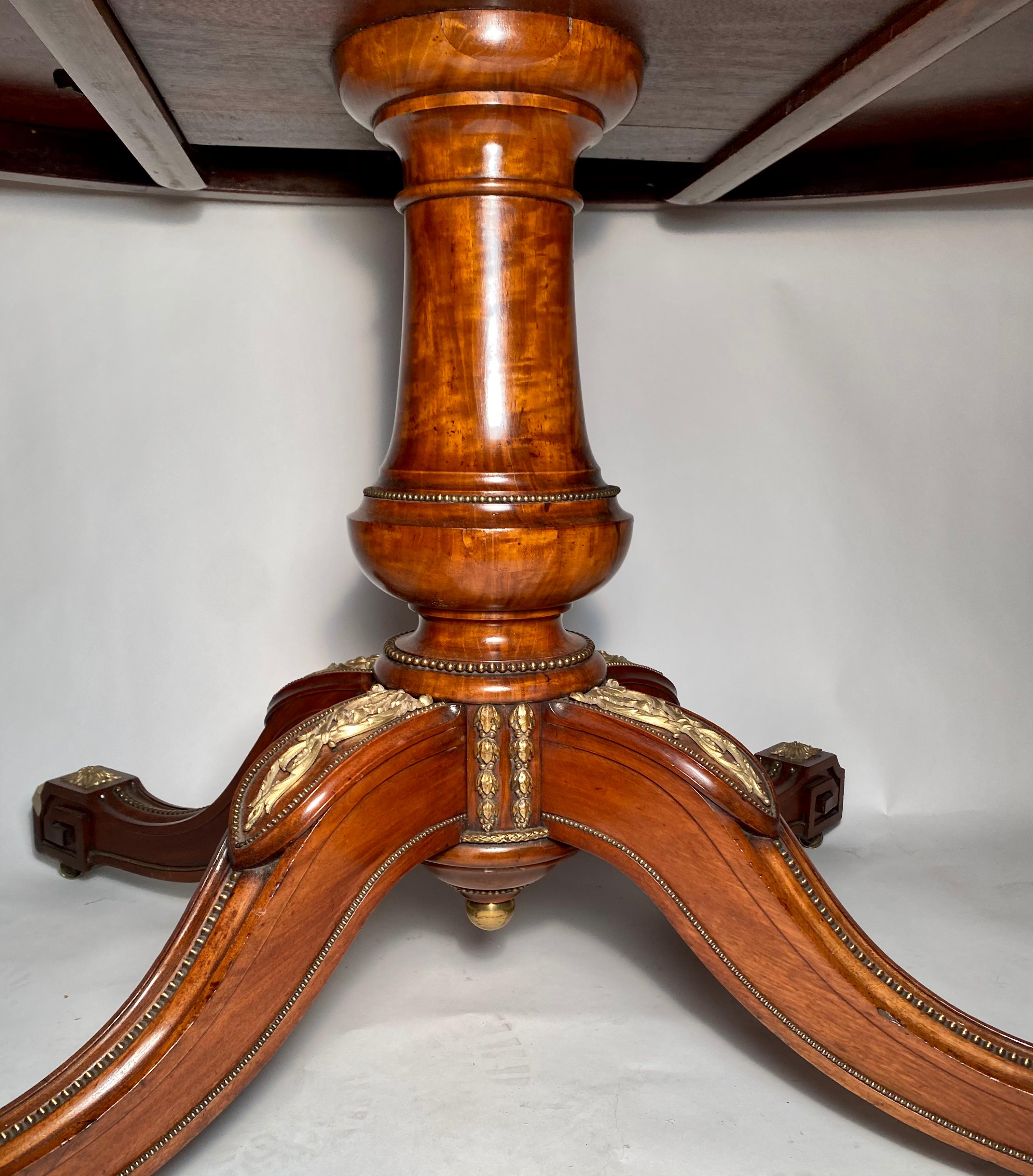 19th Century Antique English Burl Walnut Ormolu Mount Table, circa 1850 For Sale