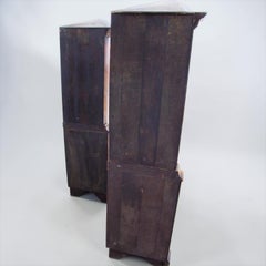 Antique English Burl Walnut / Pine Dutch Colonial Revival Corner Cabinets - Pair