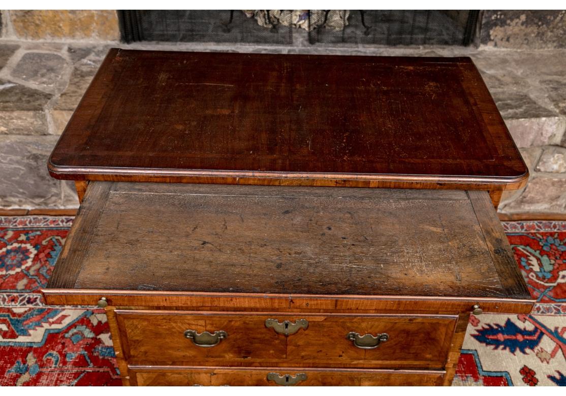 Antique English Burl Walnut Two-Over-Three Bachelor’s Chest For Sale 1