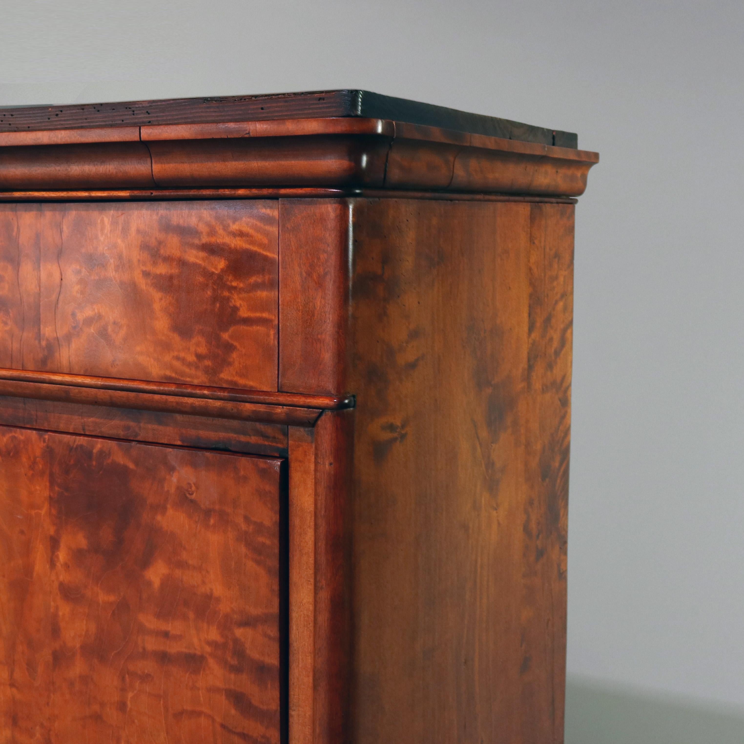 19th Century Antique English Burl Wood Biedermeier Abattant, Drop Front Secretary Desk 19th C