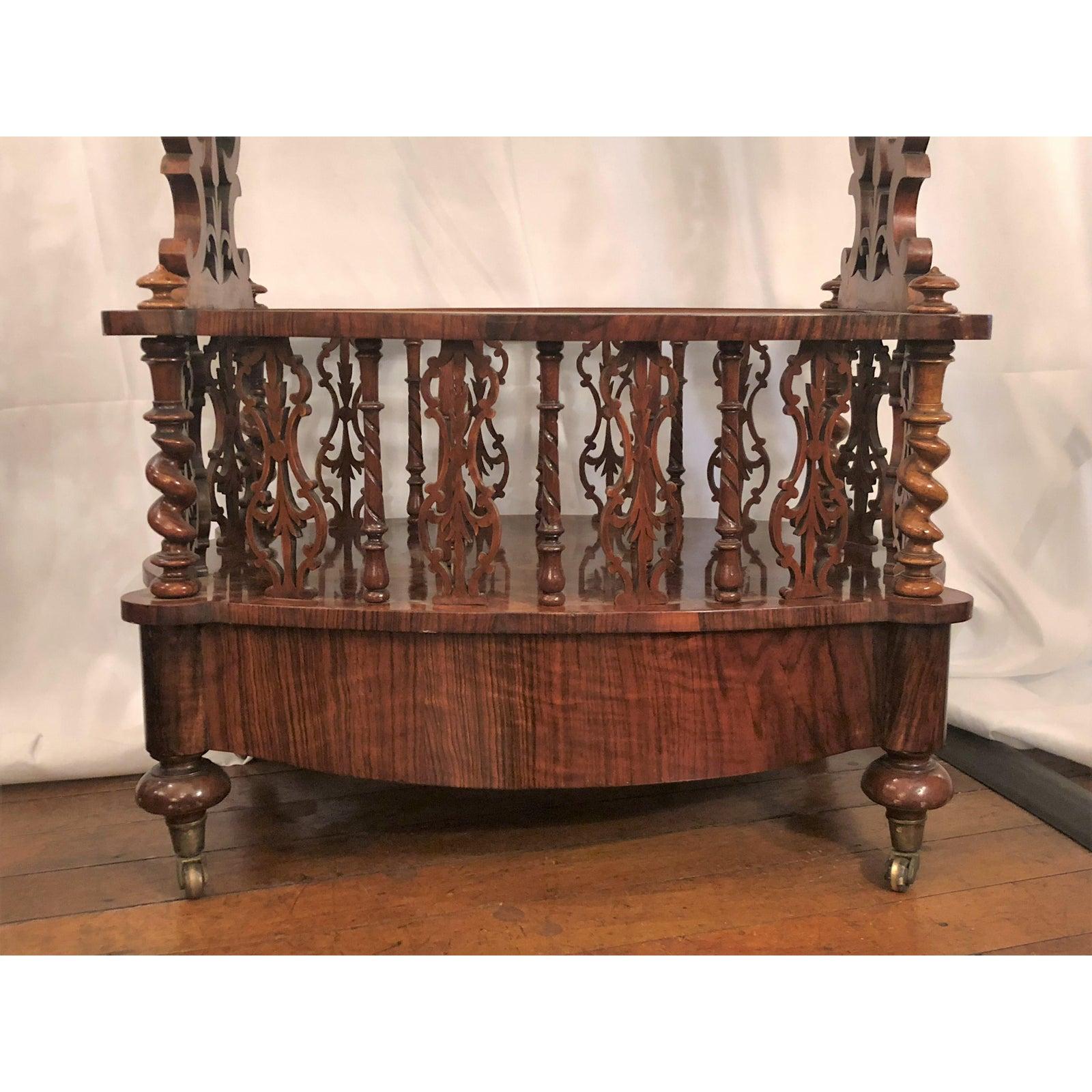 Antique English Burled Walnut Canterbury In Good Condition For Sale In New Orleans, LA