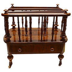 Used English Burled Walnut Canterbury, circa 1850-1870