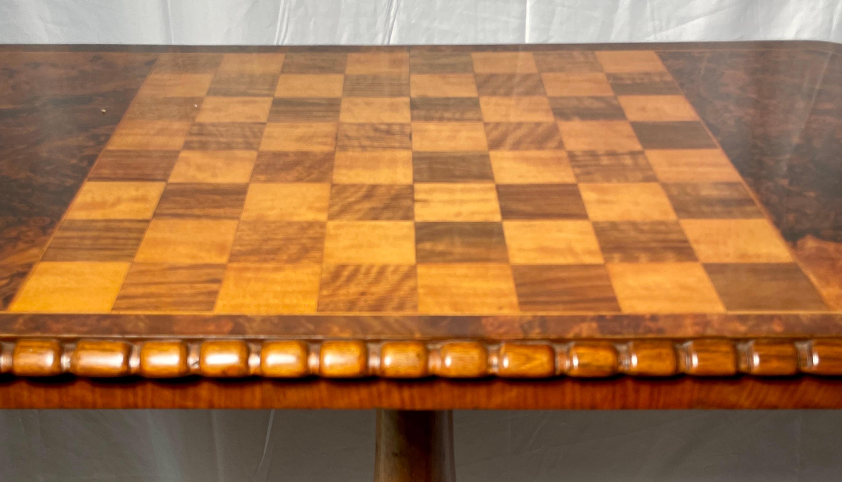 Antique English Burled Walnut Chess Table, Circa 1870. 2