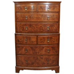 Antique English Burled Walnut Chest on Chest
