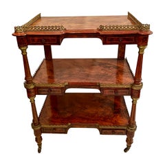 Antique English Burled Walnut Etagere, Circa 1870.