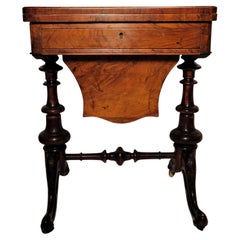 Antique English Burled Walnut & Exotic Wood Inlay Games Table, Circa 1860-1870.