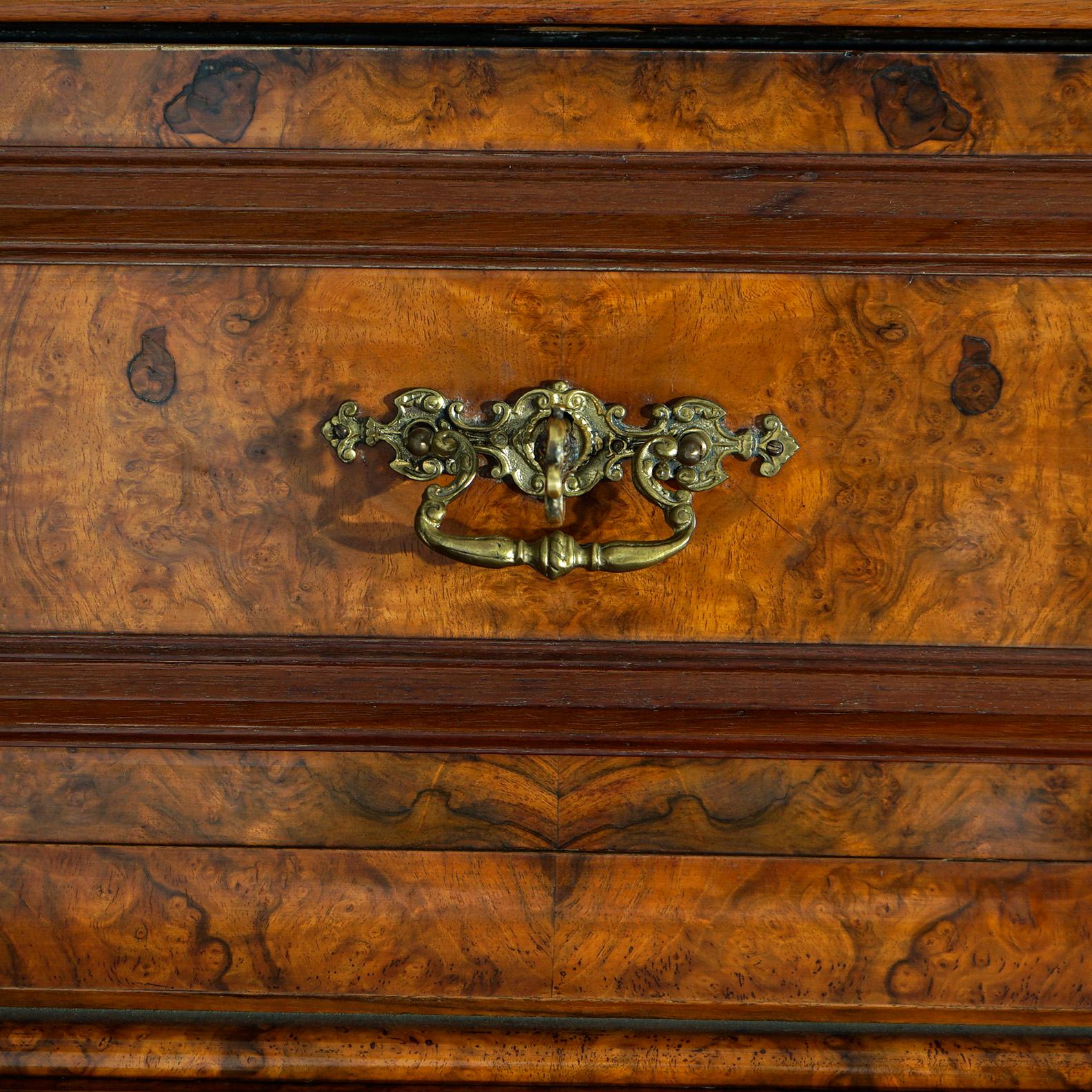 Antique English Burled Walnut & Mahogany Ladies Roll Top Desk Circa 1890 For Sale 6