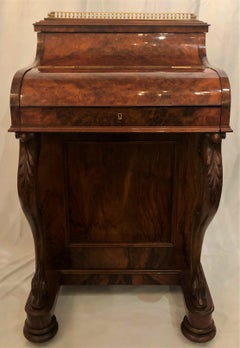 Antique English Burled Walnut Mechanical Davenport Desk
