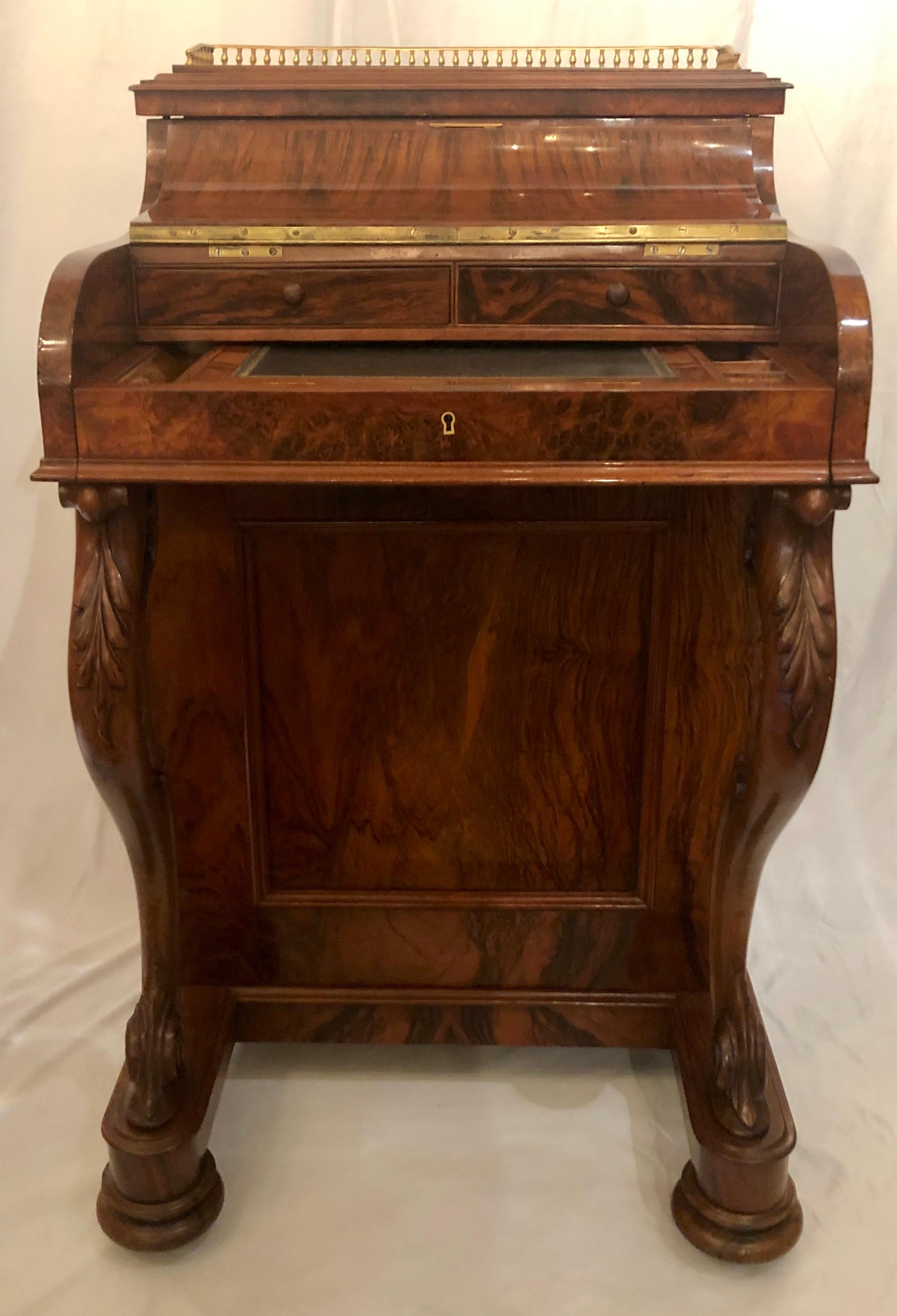 Antique English Burled Walnut Mechanical Davenport Desk In Good Condition In New Orleans, LA