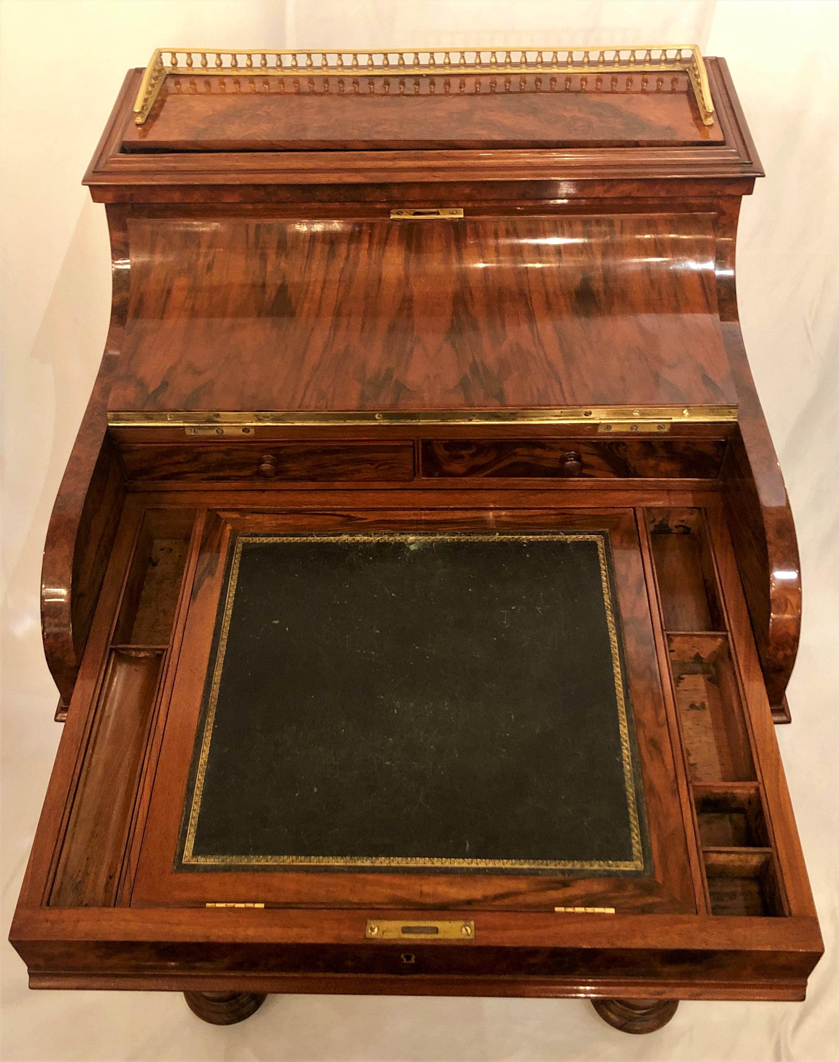 Antique English Burled Walnut Mechanical Davenport Desk 2