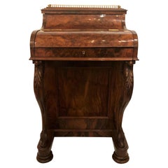 Antique English Burled Walnut Mechanical Davenport Desk