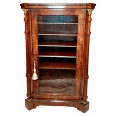 Antique English Burled Walnut Sheet Music Cabinet, Circa 1870