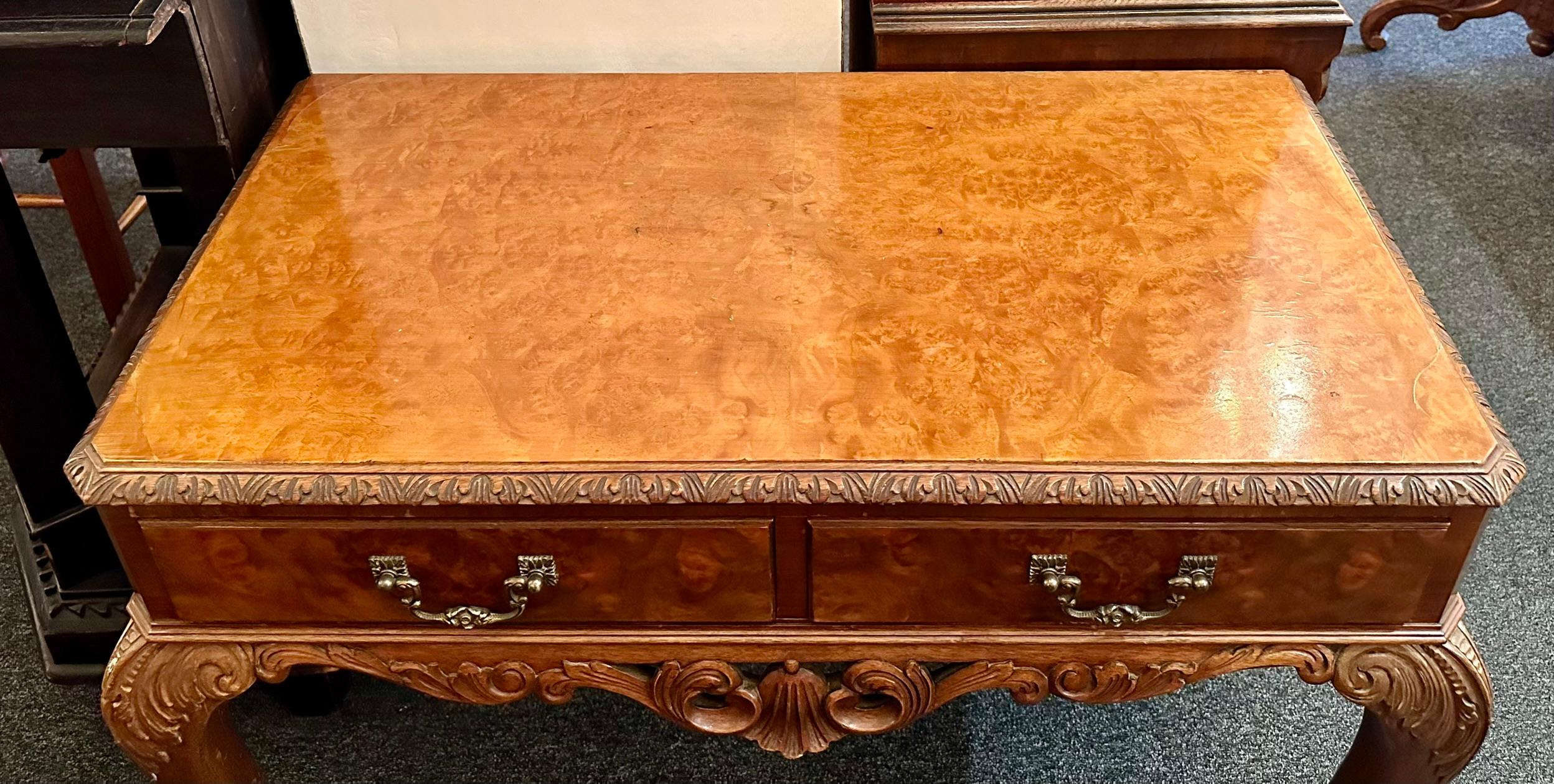 Antique English Burled Walnut Silver Chest with Silver Dinner Set, Ca. 1910-1920 For Sale 2