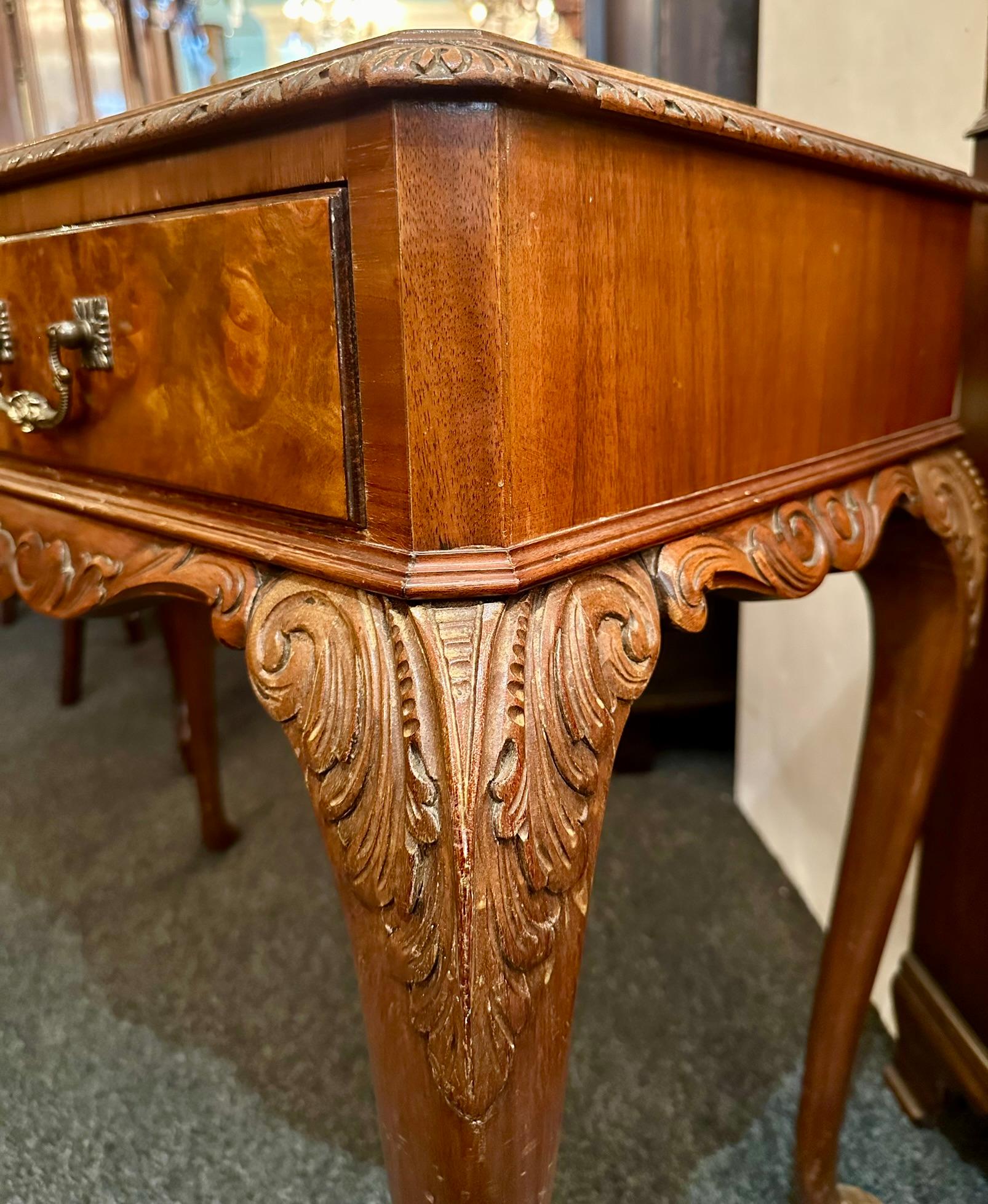 Antique English Burled Walnut Silver Chest with Silver Dinner Set, Ca. 1910-1920 For Sale 4