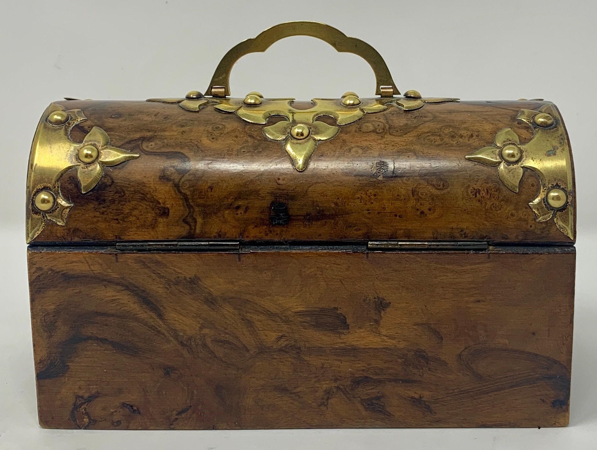 19th Century Antique English Burled Walnut Travel Scent Box