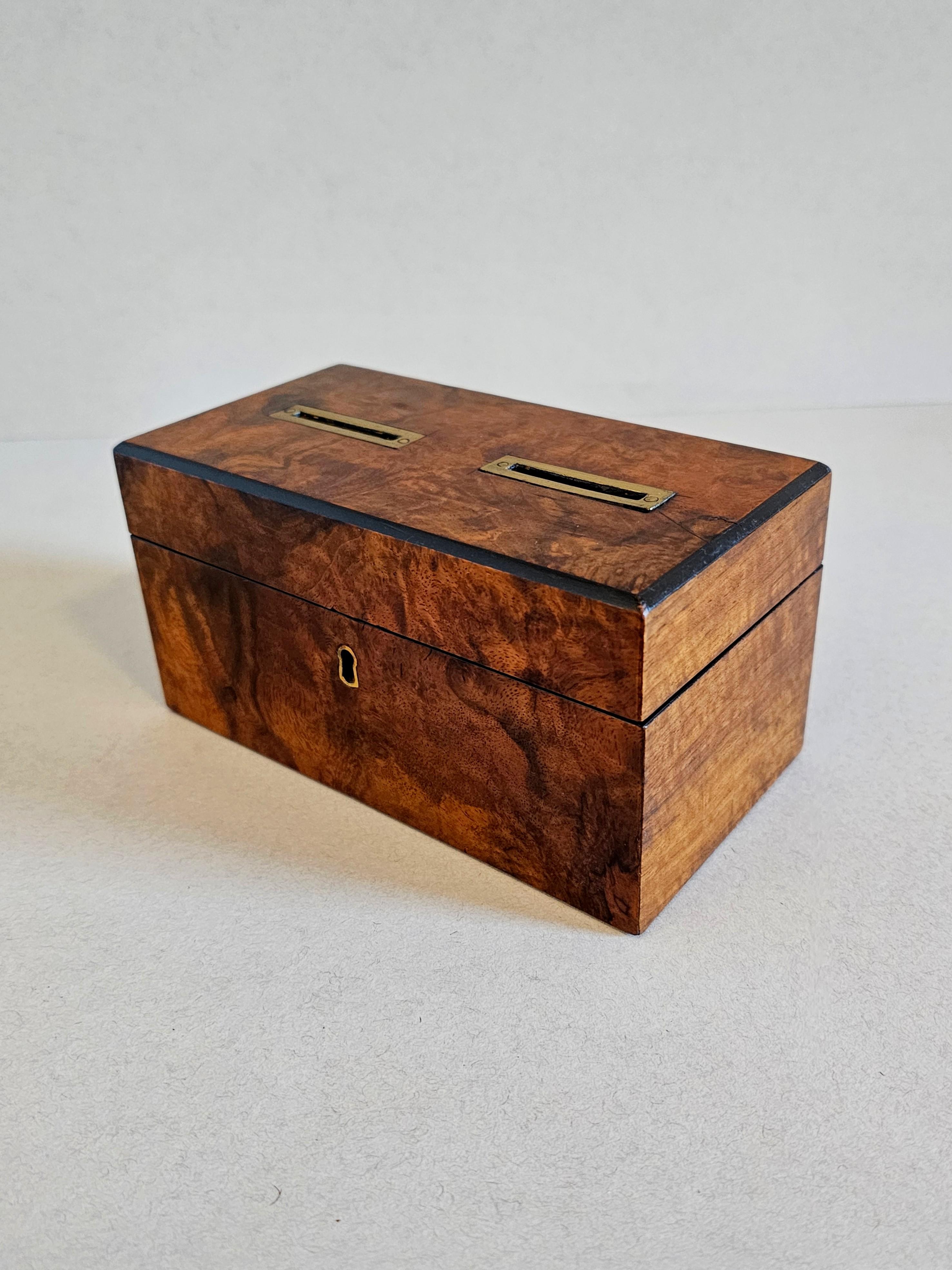 Antique English Burlwood Voting Box / Still Bank For Sale 6