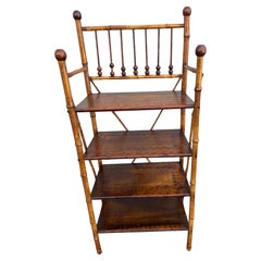 Antique English Burnt Bamboo Etagere