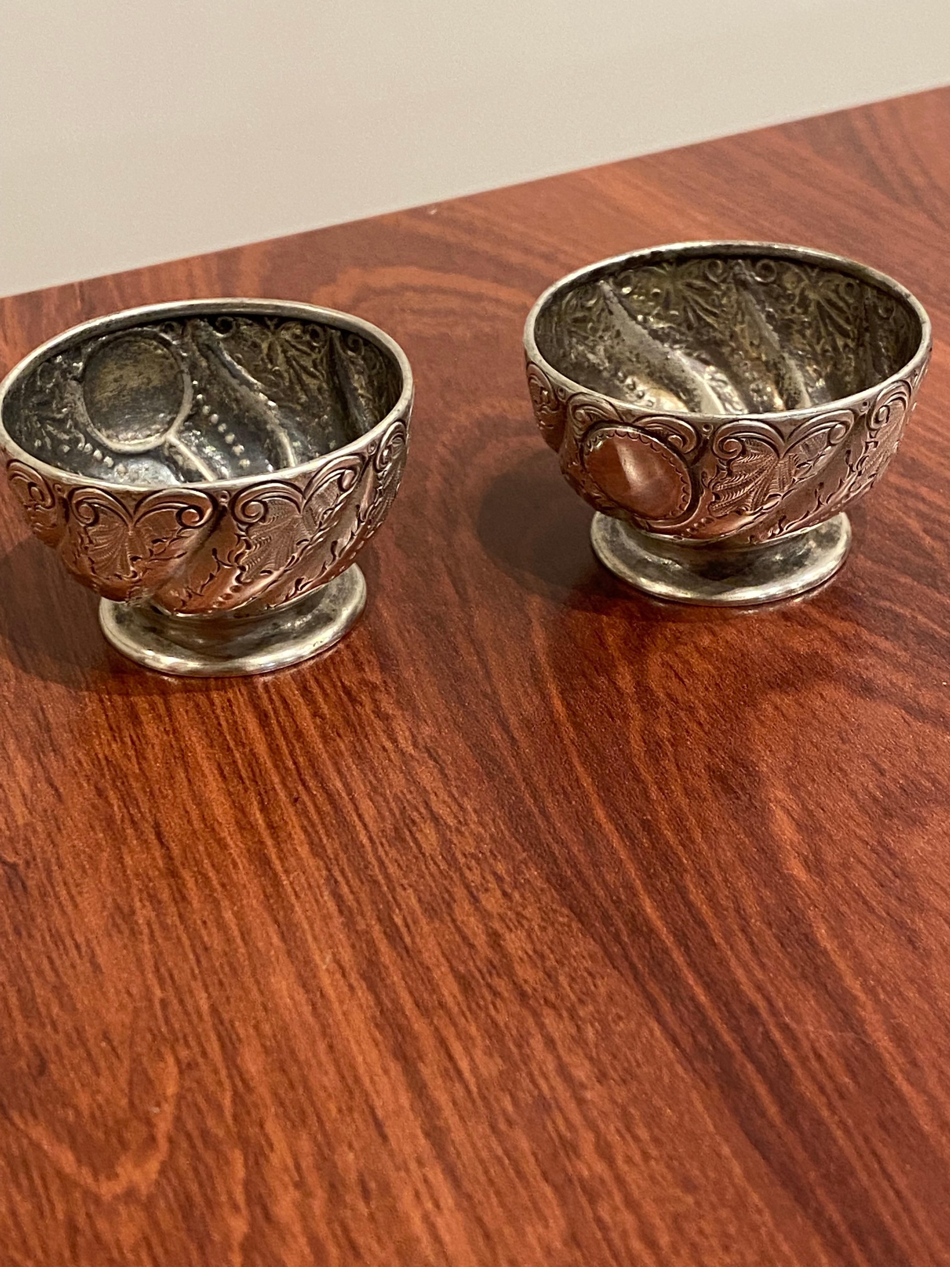 Antique English c1888 Silver Salt & Pepper Cellars by William Evans, London. For Sale 1