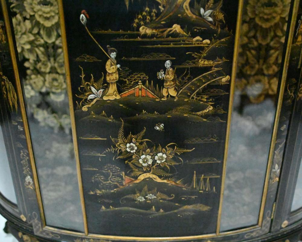 Wood Antique English Cabinet Lacquered Chinoiserie Hille and Co