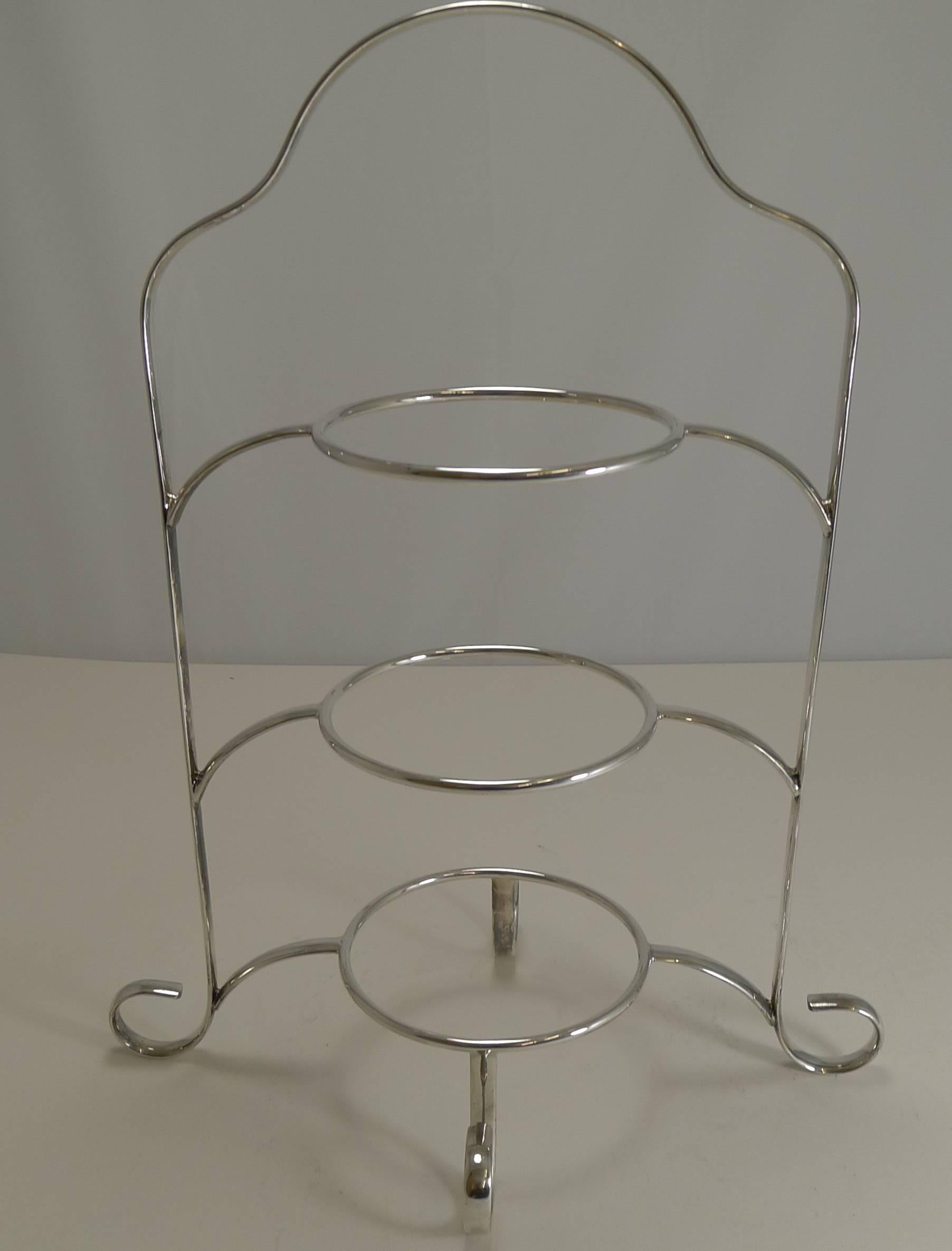 Plated Antique English Cake Stand in Silver Plate, circa 1900