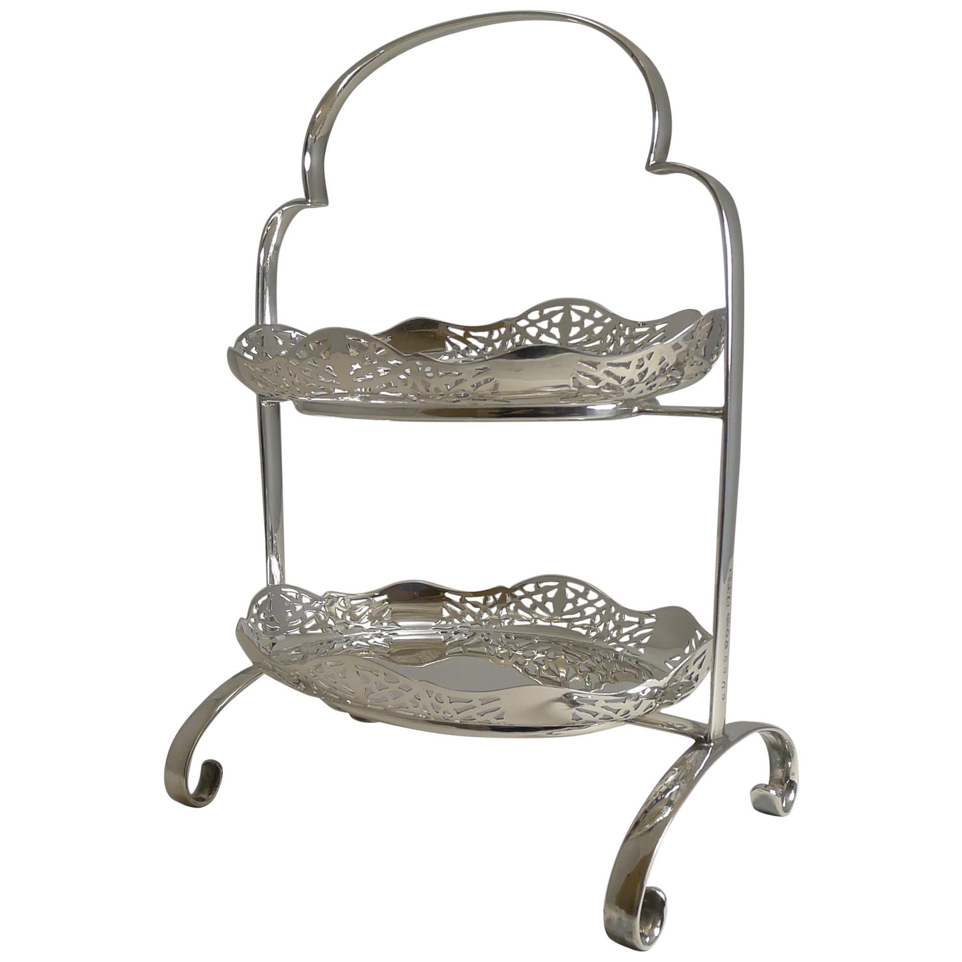 Antique English Cake Stand in Silver Plate, circa 1900